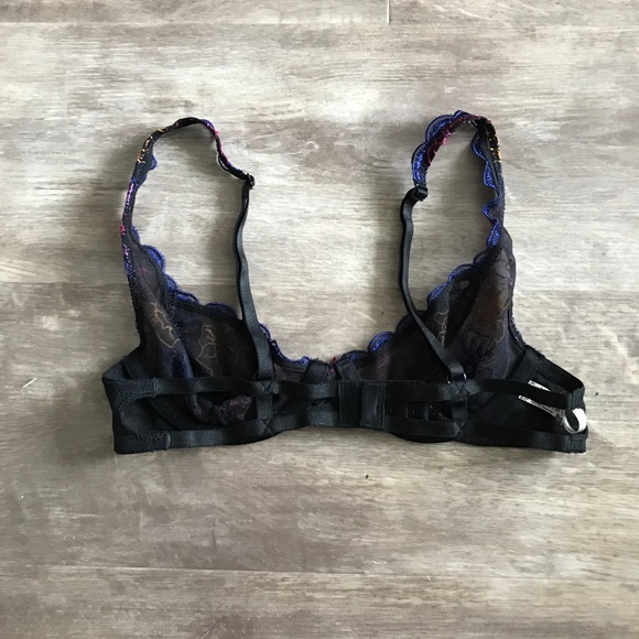 NEW Free People Black Embroidered Floral Bra - Picture 5 of 7